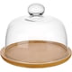 thumbnail image 1 of Mini campana de cristal de bambú para tartas con base, pequeña campana transparente, soporte para tartas con cúpula de cristal para repostería, regalos de cocina, 8×8×6.3 pulgadas, 1 of 5