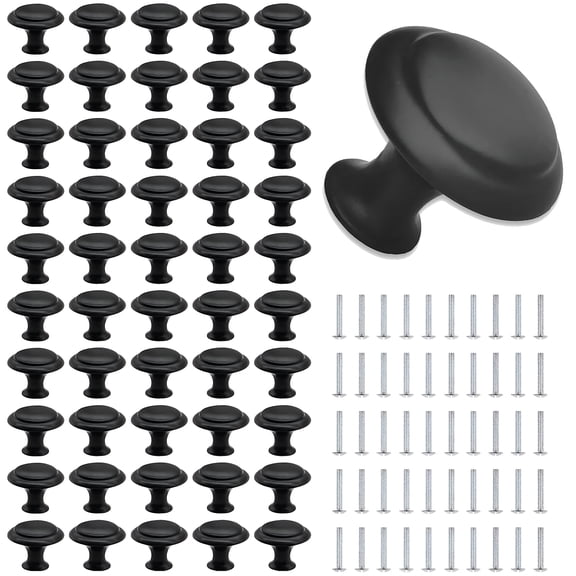 50-Pack Stainless Steel Cabinet Knobs, Single-Hole Mushroom Drawer Pulls for Kitchen, Bathroom, Dresser
