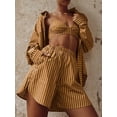 thumbnail image 6 of Women'S 3 Piece Outfits Set Spaghetti Strap Tank Long Sleeve Cover Up Blouse Casual High Waist Shorts Yellow S, 6 of 10