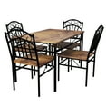thumbnail image 1 of Dining Table Set for 4, 5-Piece Metal and Wood Rectangular Kitchen Table and Chairs, Space-Saving Kitchen and Dining Room Furniture for Small Spaces, Breakfast Nook, Charred Wood Finish, 1 of 6