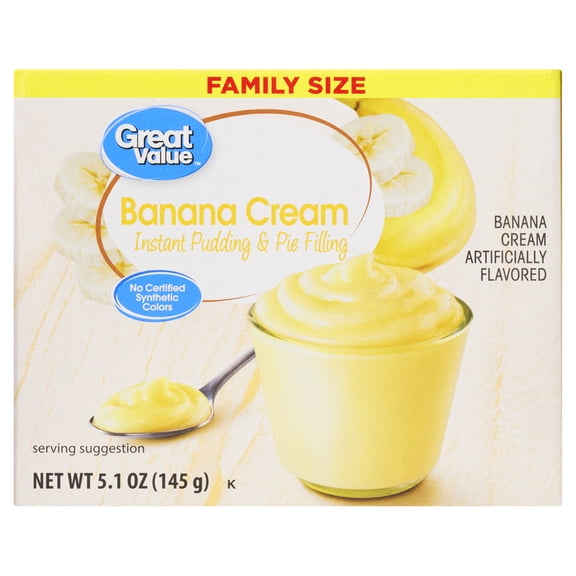 Great Value Banana Cream Family Size Pudding 5.1 oz Box