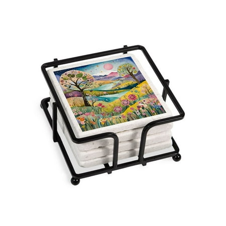 

CafePress - Springtime Landscape - Tile Coaster Drink Coaster Set of 4 w/ holder