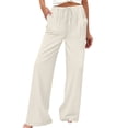 thumbnail image 7 of Women's 2026 Summer Lightweight Cotton Linen Wide Leg Trousers Elegant Casual Pants with Pockets by Yigetop Beige L, 7 of 7