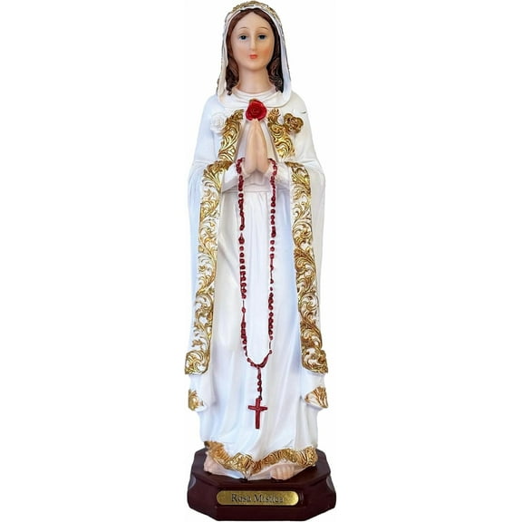 Cannan Rosa Mistica 12" Virgen Maria Rosa Mystica Resin Religious Figure