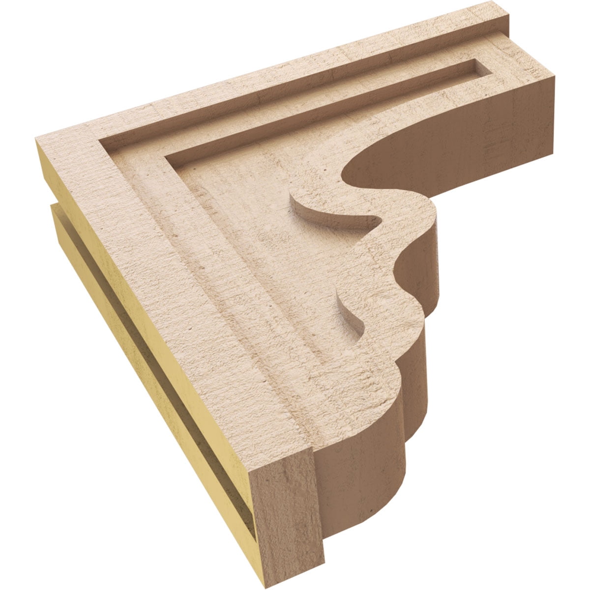 4"W x 16"D x 16"H Thin Highland Rough Cedar Woodgrain TimberThane Corbel, Primed Tan