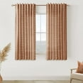 thumbnail image 2 of Terracotta Sheer Linen Boho Patterned Curtains 64 Inches Long for Living Room 2 Panel Sets, 2 of 5
