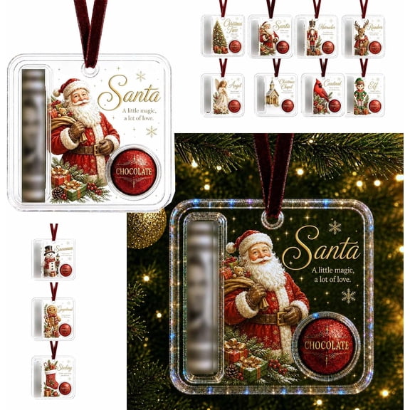 Clearance Christmas Cash & Treat Holder Ornament, 3.94" Personalized Christmas Money Holder Ornaments, Santa Acrylic Cash and Candy Holder for Tree, 1 Pack