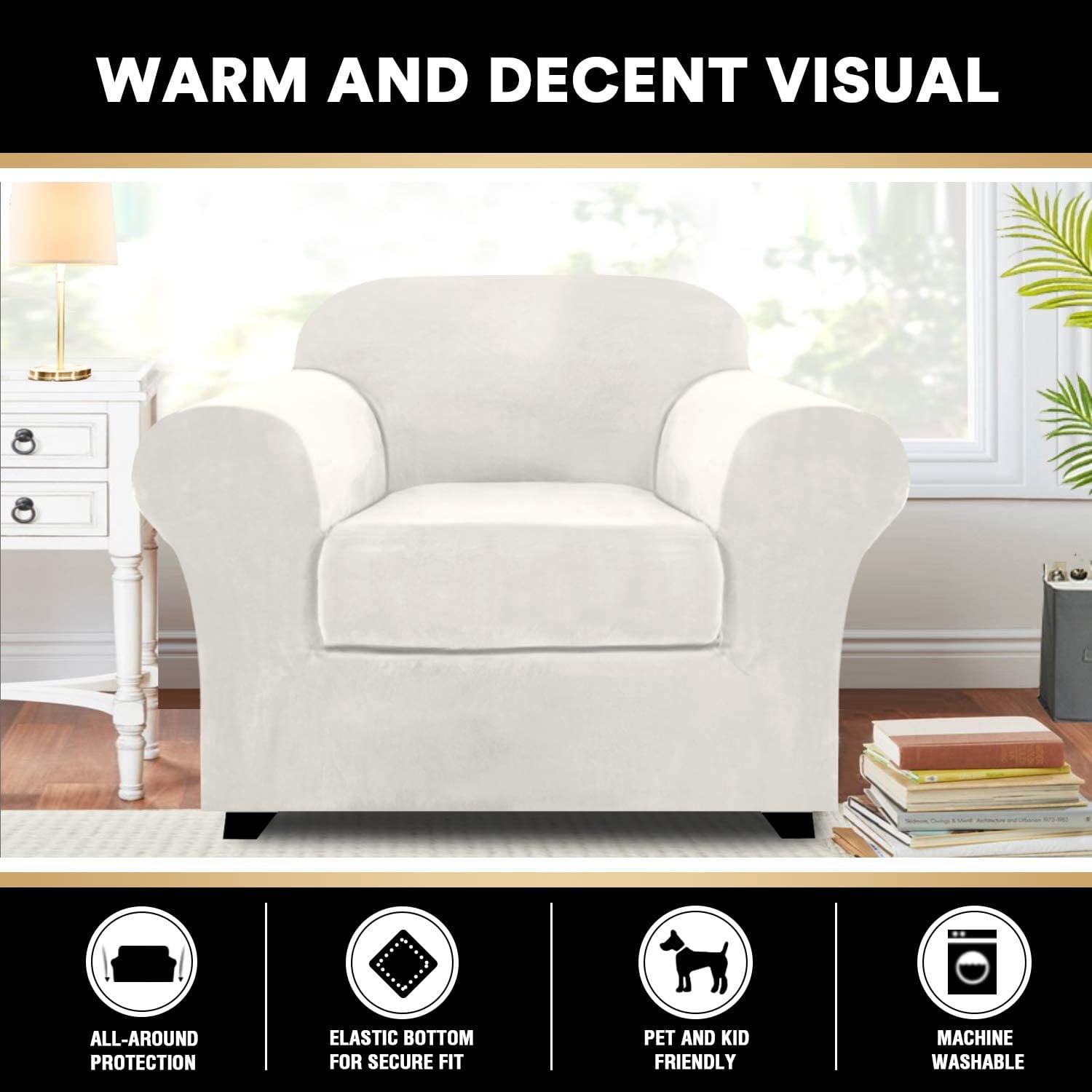 Shanna Velvet Stretch Armchair Covers, 2 Piece Chair Covers Furniture