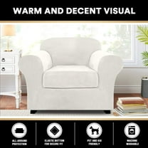 Shanna Velvet Stretch Armchair Covers, 2 Piece Chair Covers Furniture Protector Cushion Couch Cover Soft with Elastic Bottom (White)