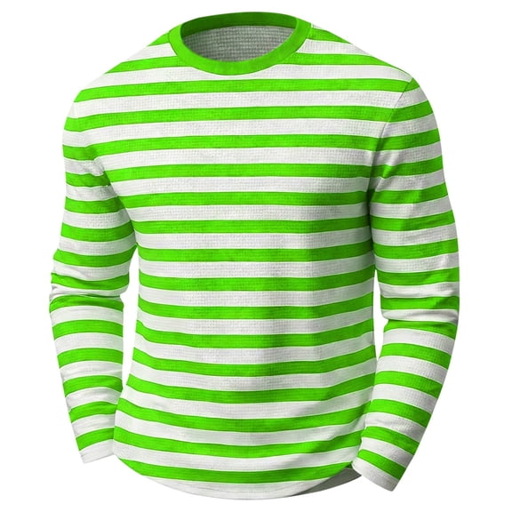 Hihipz Big Boy's T Shirt Carnival Striped Printed Waffle Knit Tee Tops Soft Casual Kids Tshirt,Sizes 8-9
