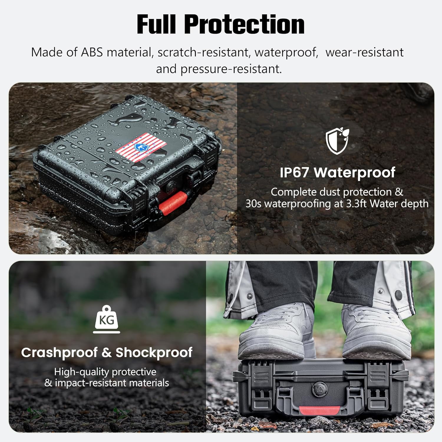 Kinghardcase TSA-Approved Handgun Hard Shell Case – Waterproof, Shockproof & Lockable（Fits 9mm）