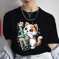 thumbnail image 2 of Camiseta informal Kawaii Boba con estampado de té de la leche para mujer, camiseta de dibujos animados de té de burbujas, ropa para mujer, camisetas de Anime de gato bonito, Tops, 2 of 4