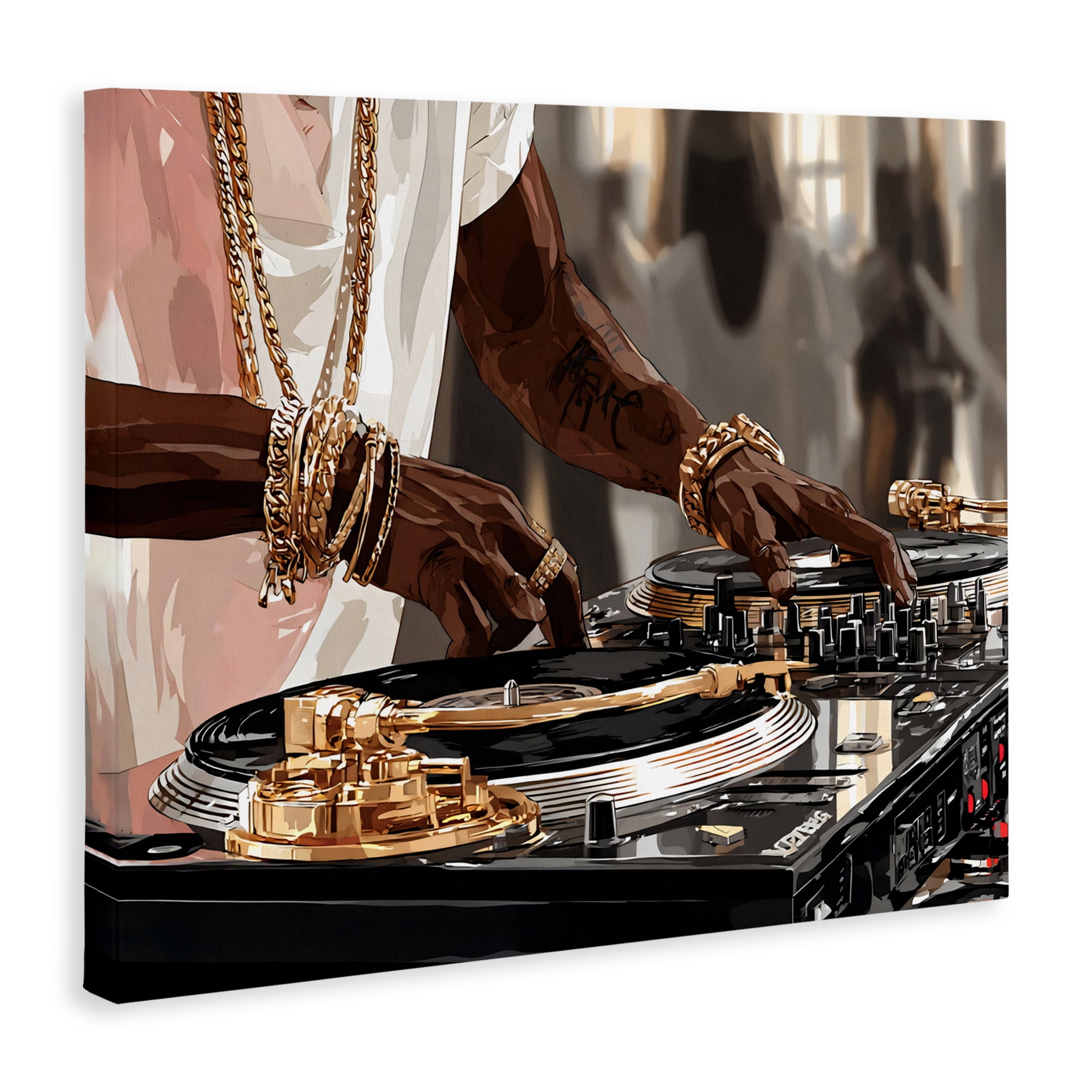 Stupell Industries Golden Sound DJ Turntables Canvas Wall Art, design by Franklyn Gregory