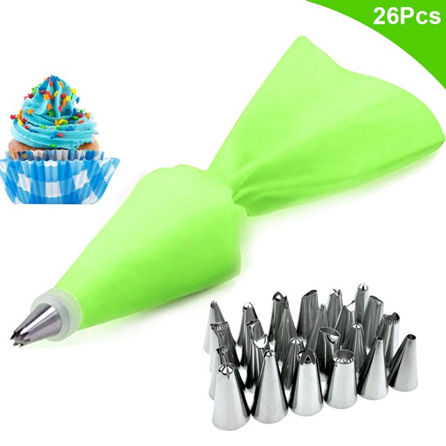 8/26 unids/set manga pastelera de silicona puntas cocina pastel glaseado crema pastelera herramientas de decoración bolsas de pastelería reutilizables + 24 juego de boquillas Tan Jianjun unisex