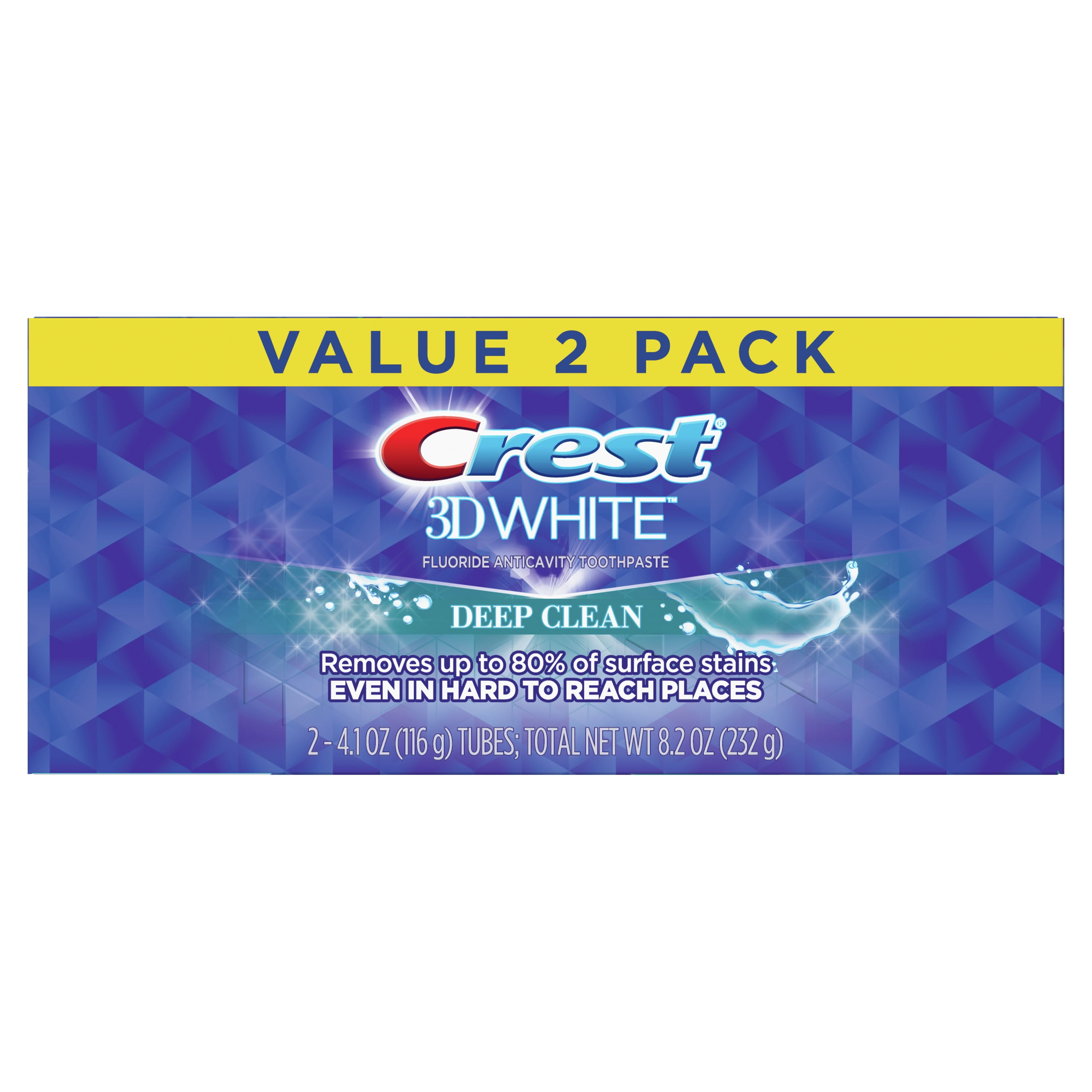 Crest 3D White, Whitening Toothpaste Deep Clean, 4.1 oz, Pack of 2