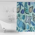 thumbnail image 2 of Ocean Creature Shower Curtain, 36" x 72", Conch Blue Shell Sea Starfish Cartoon Waterproof Bathroom Curtain Washable Shower Curtain Set with 12 Hooks, 2 of 6