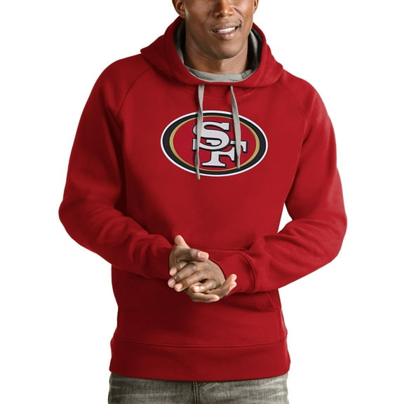 Men's Antigua Scarlet San Francisco 49ers Victory Pullover Hoodie