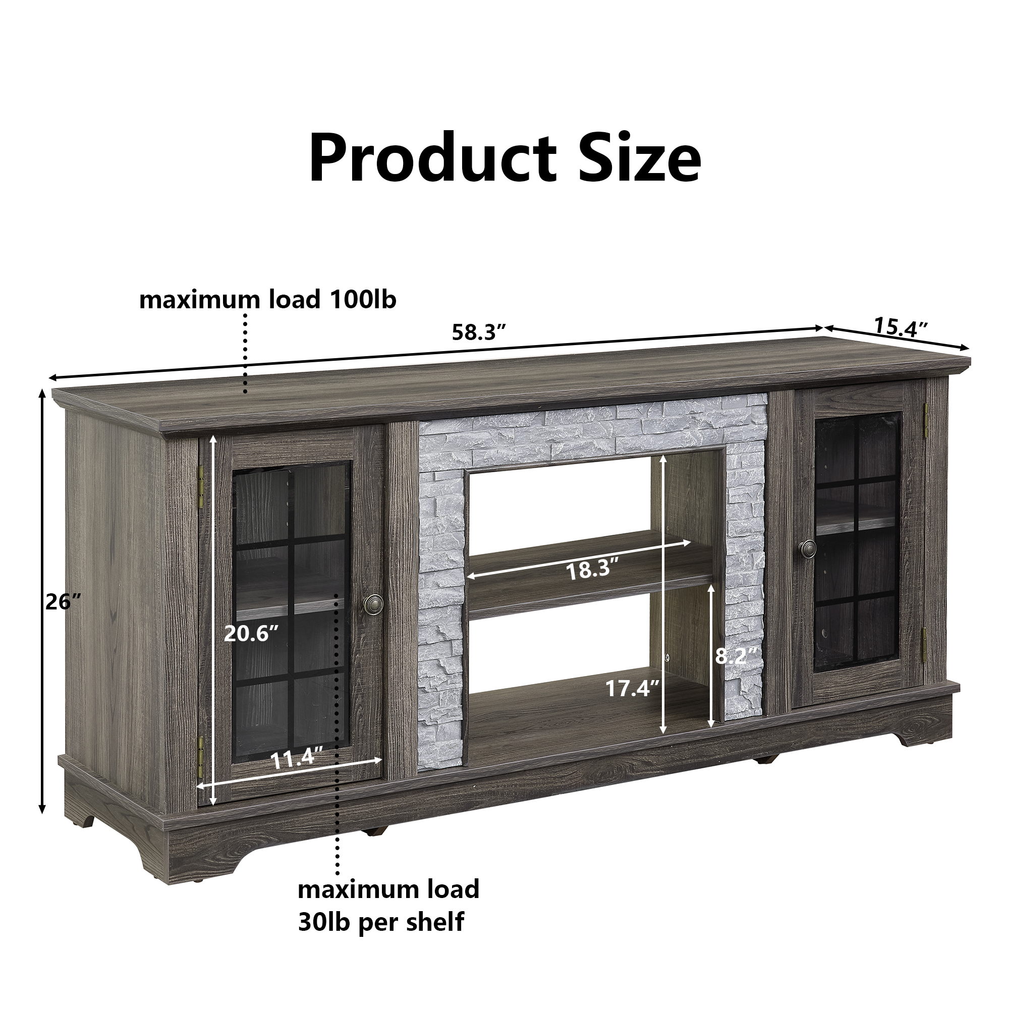 HIUU Farmhouse Gray TV Stands for Living Room,Faux Stone Media Console,Large Entertainment Center with Storage,Entertainment Stand,TV Consoles for Living Room