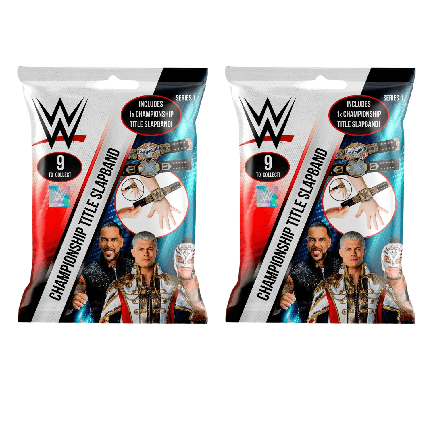 WWE Championship Title Slap Bands - Series 1 Blind Bag, Action Figures for Children - 2 Packs