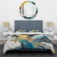 thumbnail image 3 of Designart "Liquid Ink Abstraction Harmony Blue and Yellow Fusion II" Abstract Liquid ink Bedding Covert Set - Abstract Blue Modern Bed Set With 2 Shams, 3 of 5