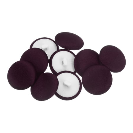 Uxcell 10pcs Fabric Cloth Covered Button 20mm Round Plastic Sewing Buttons for Suits Dress Blouses Deep Purple