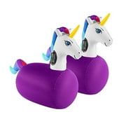 HearthSong Inflatable Ride-On Hop 'n Go Unicorns for Kids' Active Play, Set of 2, with Handles and Weighted Bottoms