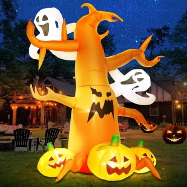 HOMCOM 4ft Outdoor LED Lighted Halloween Ghost & Pumpkin Yard ...