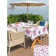 thumbnail image 4 of Outdoor Tablecloth with Umbrella Hole and Zipper, Purple Pink Spring Floral Rectangle Table Cloth 54x80 Inch Waterproof Tablecloth, Summer Botanical Flower Picnic Table Cover for Patio Camping, 4 of 7