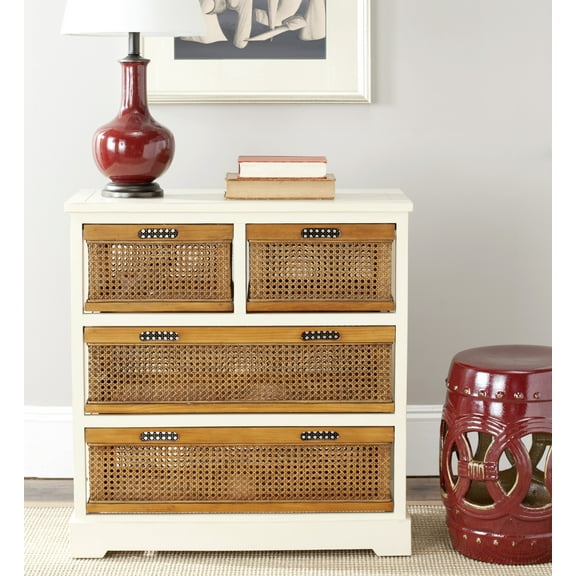 SAFAVIEH Jackson Country Rustic Storage Unit with 4 Drawers, Barley/Cane