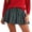 Green, variant on LMLYSoH Women Mini Skirt Plaid Print Casual Drawstring Elastic Waist Going Out Pleated Skirt