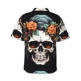 thumbnail image 3 of Daiia Flower Horn Skull Hawaiian Shirt for Men Gentle Cotton Regular Short Sleeve Casual-3X-Large, 3 of 9