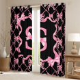 thumbnail image 2 of Manfei Bow Letter S Curtains Pack of 2 (42x84 Each) for Girls, Pink Initial Ribbon Curtains Blackout, 2 of 6