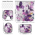thumbnail image 4 of 4-Piece Bathroom Set with Waterproof Shower Curtain with Non-Slip Bath Mat, U-Shaped Mat & Toilet Lid Cover Purple Butterfly, 4 of 8