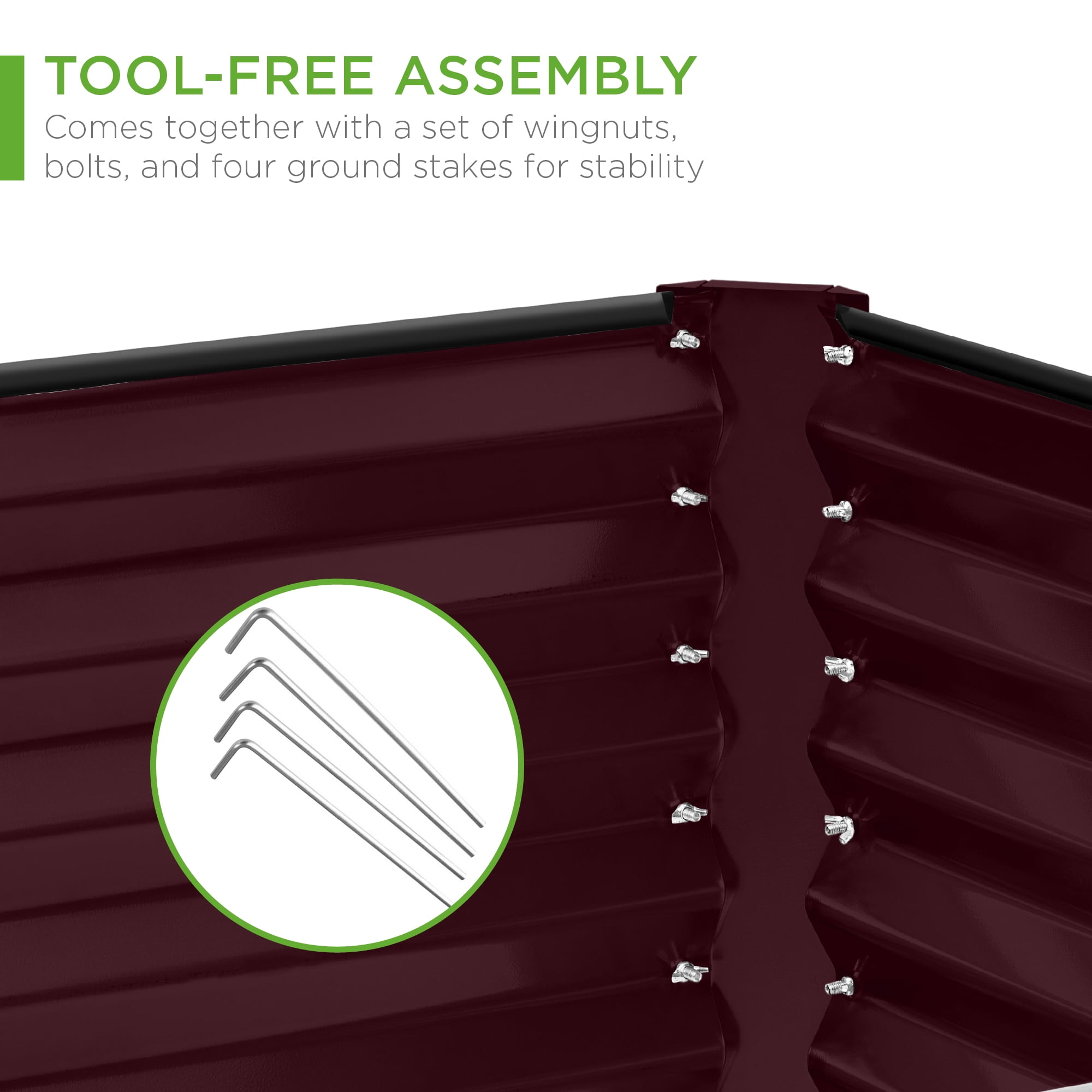 Best Choice Products 8x4x2ft Outdoor Metal Raised Garden Bed for Vegetables Flowers Herbs - Burgundy