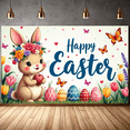 thumbnail image 6 of LUUFILx Happy Easter Bunny Banner Spring Party Decoration Photography Props Event Decor Colorful Eggs Flowers Outdoor Celebration Backdrop Background, 6 of 7