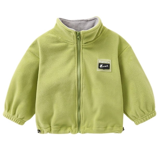 Gibobby Grandes NiñosAbrigo para niños de tamaño mediano Abrigo con cremallera Abrigo grueso de lana para niños Color de otoño e invierno Abrigo informal(Verde, 4-5 Años)