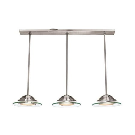 Phoebe 50443LED-BS-8CL 3 Light Pendant in Brushed Steel with 8mm Clear Glass Glass