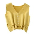 thumbnail image 2 of Milageto Women Sweater Vest Breathable V Neck Casual Fashion Jumpers Sleeveless Gilet Yellow, 2 of 8