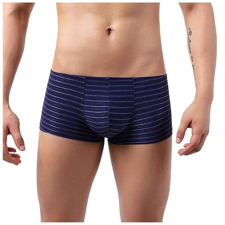 

Juebong Underwear for Mens Clearance Men s Underwear Fashion Trend Color Stripes Comfortable Low Waist Boxer Briefs Dark Blue L