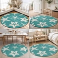 thumbnail image 4 of Round Area Rugs Collection 3 Ft, Turquoise Starfish Coastal Non-Slip Residential Carpet, Nautical Summer Ocean Abstract Art Indoor Crawling Mats Doormat Runner Rugs Play Mat for Bedroom, 4 of 9