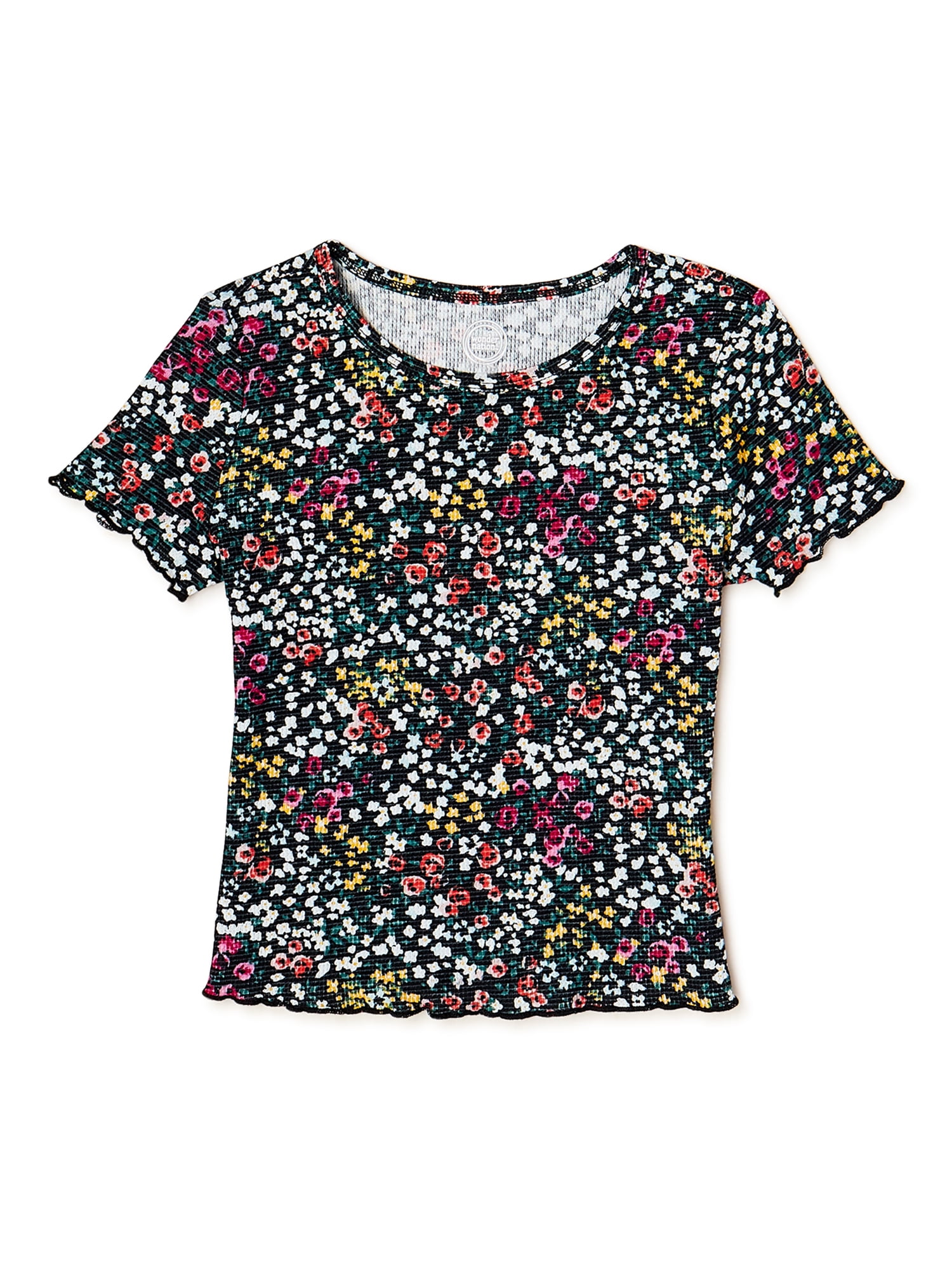 Wonder Nation Girls Waffle Top with Short Sleeves, Sizes 4-18 & Plus