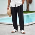 thumbnail image 5 of Zimjoy Big and Tall Men's Casual Pants Summer Cotton Linen Wide Leg Trousers Lightweight Breathable Lounge Pants, Black 2XL, 5 of 5