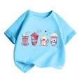 thumbnail image 3 of Curuila Kid Girls Tops Cartoon Print Crew Neck Short Sleeve Tee Summer Casual Loose T Shirt Blue Size 2-4 Years, 3 of 5