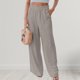 thumbnail image 2 of Pantalones con bolsillos Pantalones casuales con cintura elástica Línea H Traje de vacaciones holgado, 2 of 7