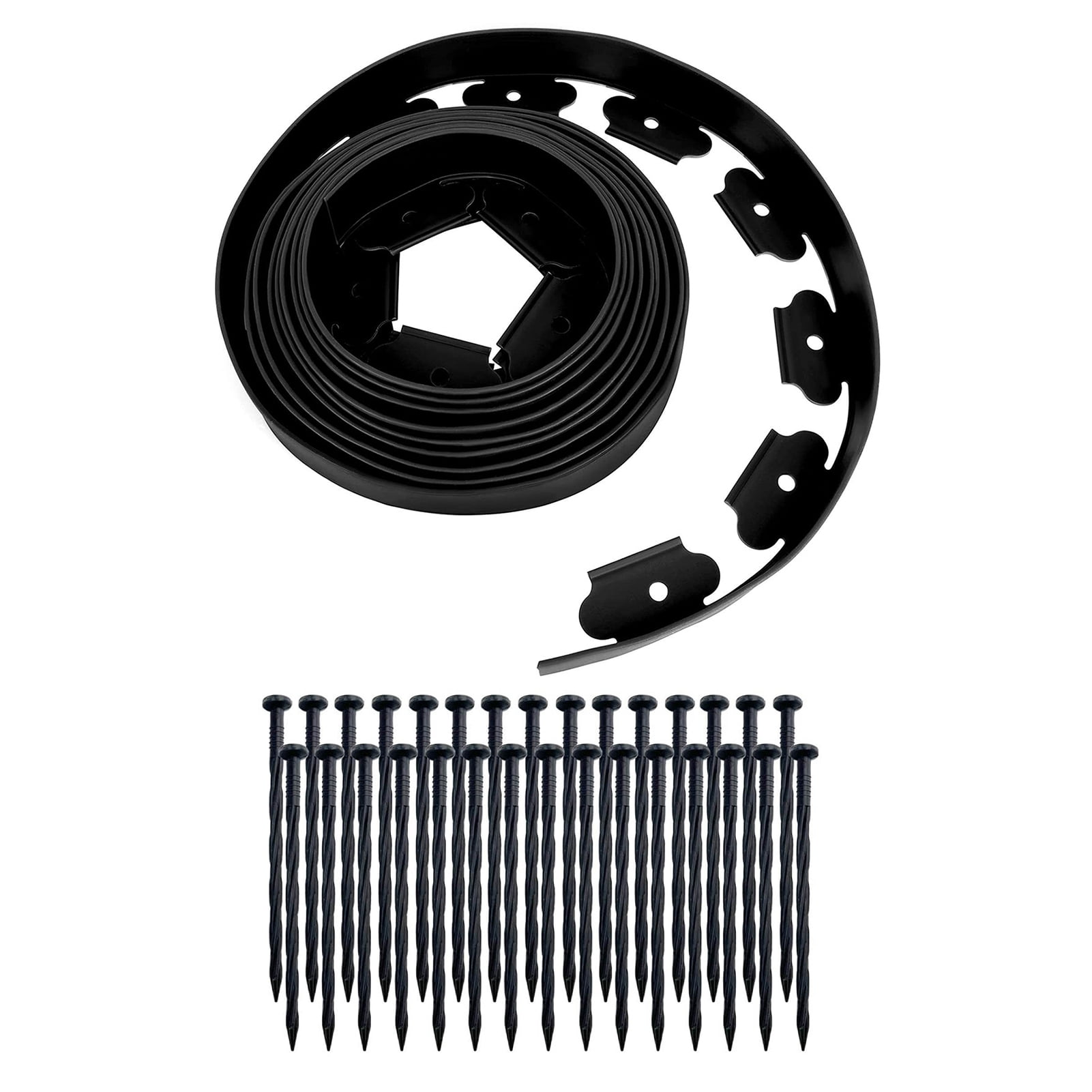 33FT Landscape Edging Border Kit, No Dig, 1.6" Tall Garden Edging Border with 30 Spikes, Plastic Lawn Border Flexible for Garden Flower Bed Edging Lawn Paver Yard Pathway