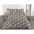 thumbnail image 2 of Ambesonne Floral Quilted Coverlet 3 Pcs, Flowers Garden Nature Print, King Size, Dark Mauve and Marigold, 2 of 4