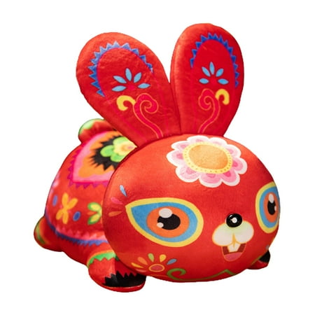 Chinese Style Rabbit Plush Toy New Year 10in Plush Rabbit Doll Toys ...