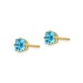 thumbnail image 3 of 1.40 Carat (Ctw) Natural Princess Cut Blue Topaz Stud Earrings in 14K Yellow Gold, 3 of 4