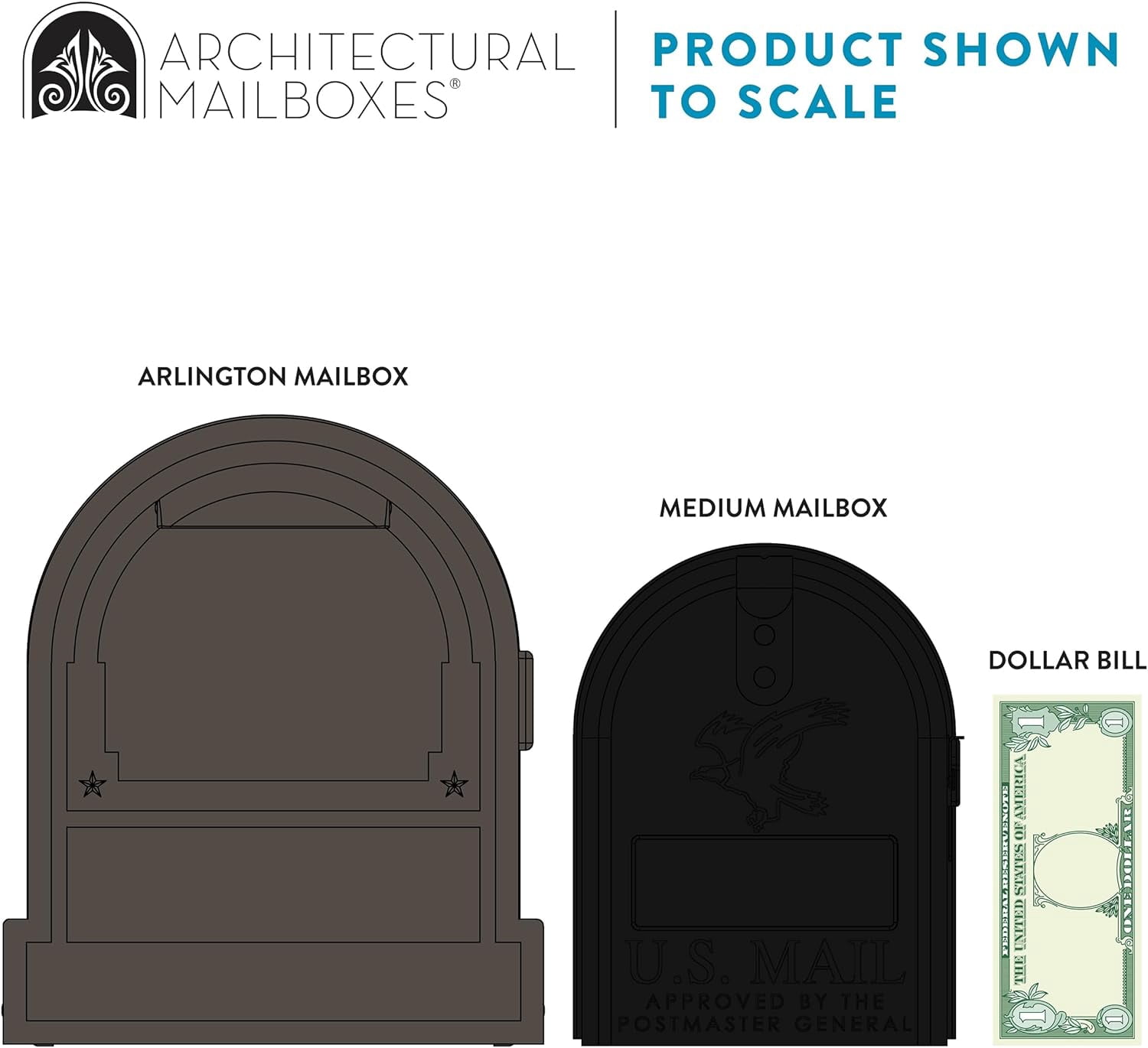 Architectural Mailboxes Arlington Galvanized Steel, Large, Post-Mount Mailbox in Textured Bronze