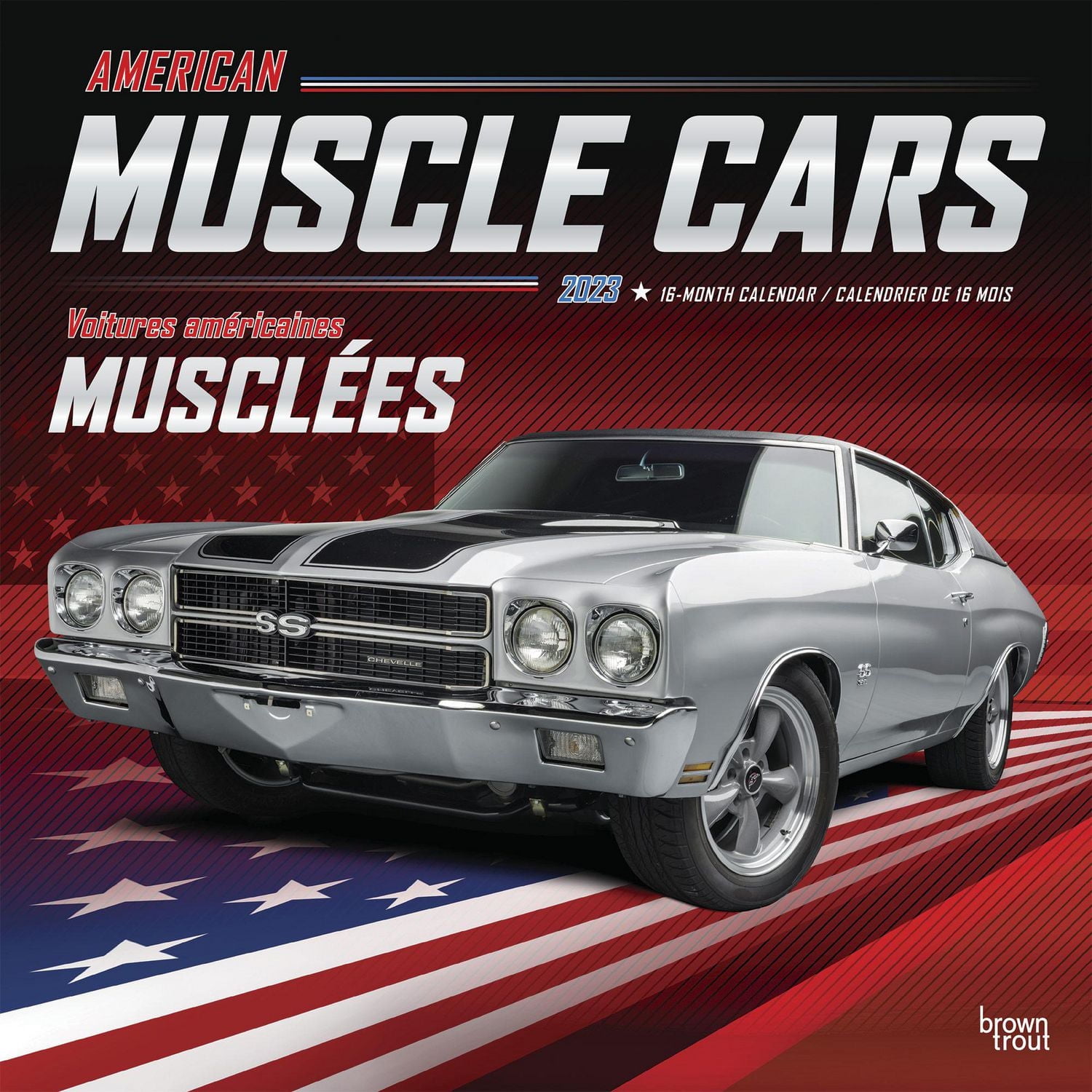 American Muscle Cars OFFICIAL 2023 12x24 Inch Square Wall Calendar